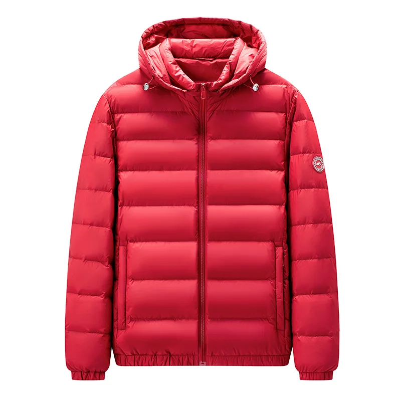 High-quality autumn and winter duck down detachable, hooded, warm, solid-color, versatile down jacket with 90% down