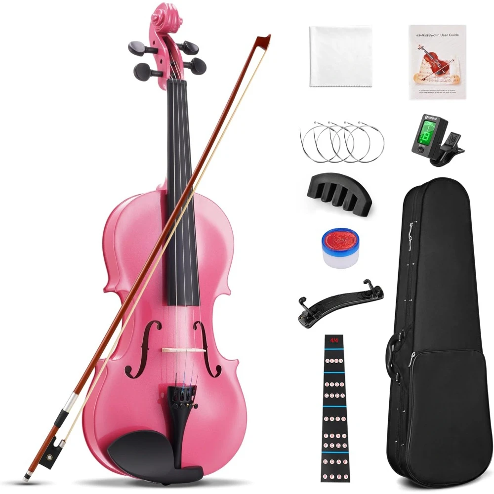 

Violin Set Full Size Fiddle Green Violin with Premium Solidwood W/Hard Case ,Violin Bow ,Violin Bridge, Violin Rosin