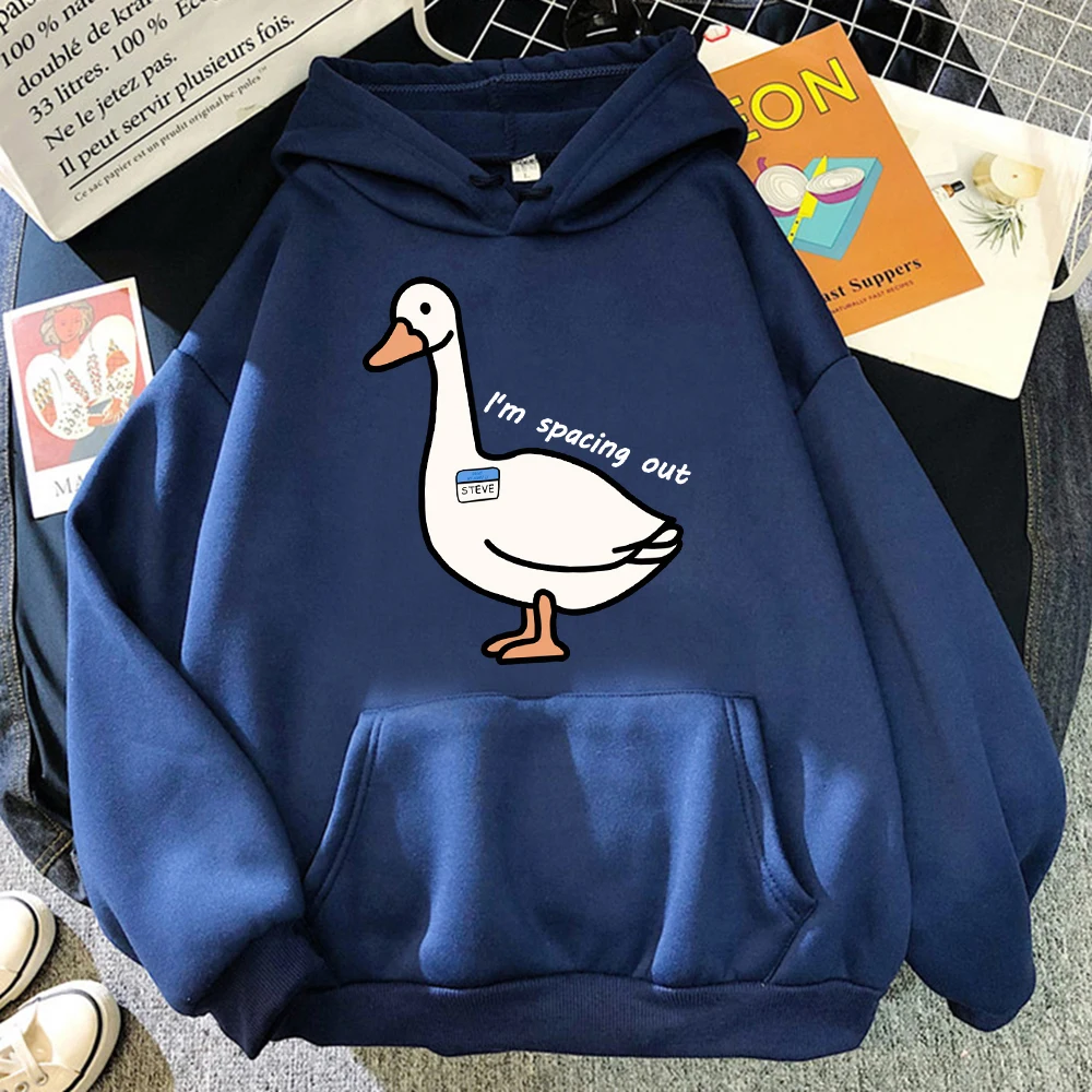 

Толстовка с принтом «Гусь — потерянная в мысли», мужская модная одежда, осенний флисовый теплый пуловер, унисекс, свободная цветная уличная одежда