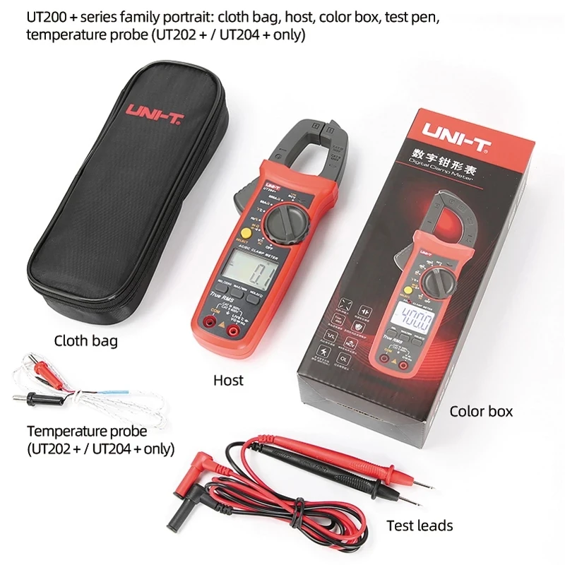 UNI-T UT201 UT202A UT204 Plus Clamp Meter AC/DC Digital Voltmeter Ammeter Pliers Multimeter Professional Electrical Multitester