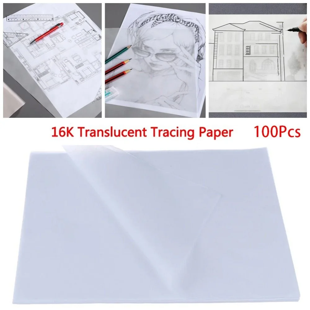100 قطعة A4 ورق تتبع دائم أبيض شفاف رسم ورقة رسم ورق نسخ للخط الكتابة الرسم الفن العرض
