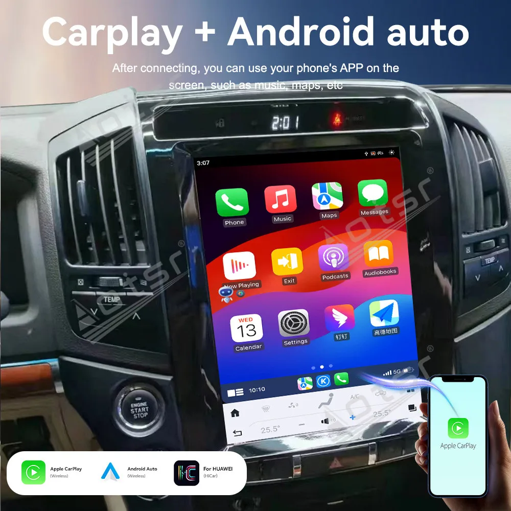 Vertical Screen Android 14 Auto Multimedia Car Radio For Toyota Land Cruiser 2008-2015 Car GPS Navigation Audio Stereo Head Unit