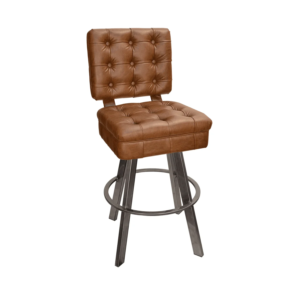 Best Seller High Quality Black Leather Bar Stool Chair Modern Swivel Castor Return Chair for Home Bar Dining Gym Poker Casino