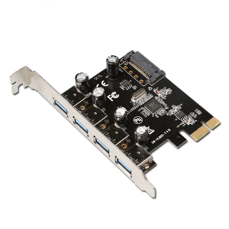 Shenzhen Diewu PCIe X1to USB3.0 Scheda computer moltiplicatore a 4 porte con alimentatore SATA