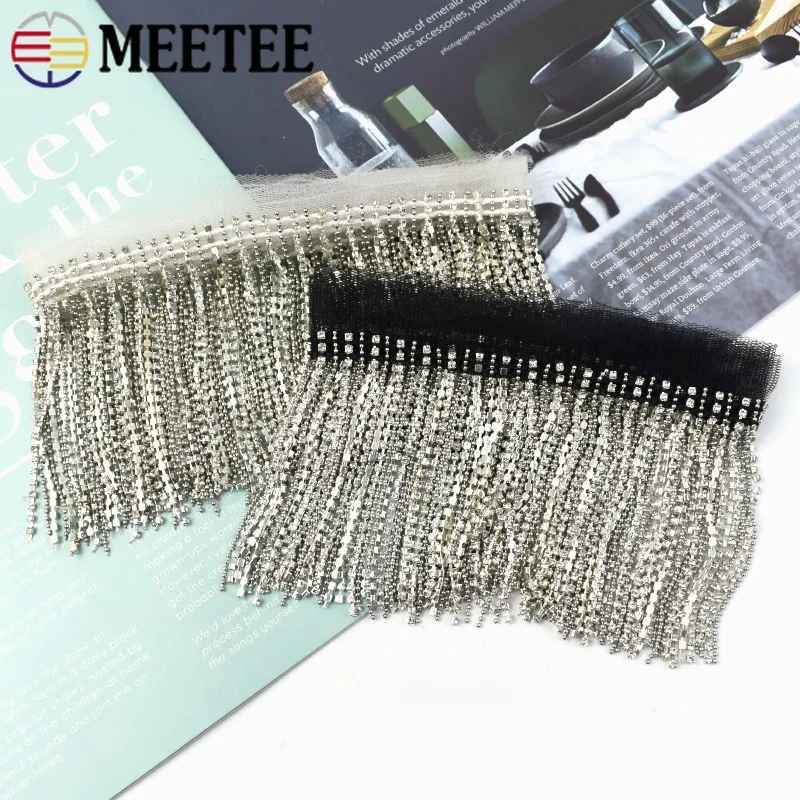 1/2Yards Meetee 9cm Diamond Chain Fringe Tassel Lace Trim Beaded Ribbon DIY Apparel Underwear Skirt Dress Decoration Accessories