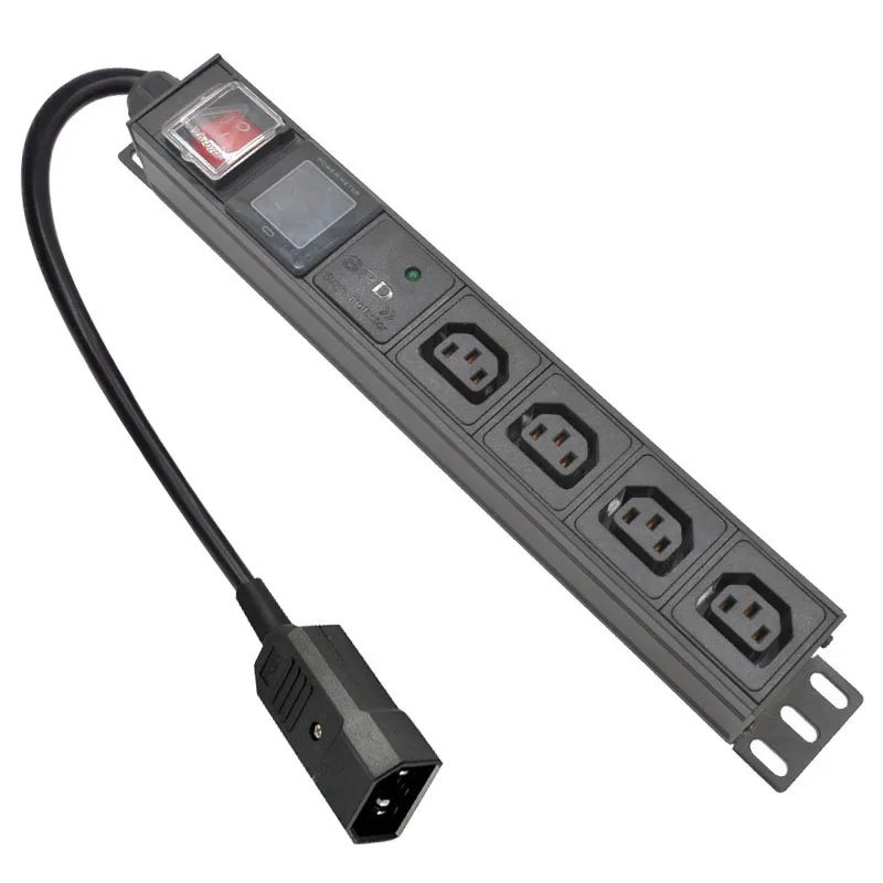 

PDU Power Strip Distribution Digital display ammeter C13 4 Way output socket 2m Extension Cord With Surge protection