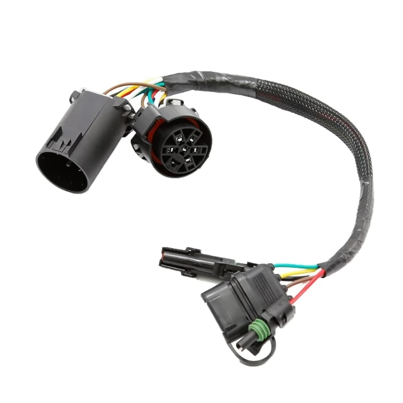 Y4UA Braided Sleeve Trailer Wiring Adapter 7 Way to 4 Way Truck Rear Lamp Harness with Round End Pair, 12V Reference, and Tail