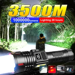 High Power Flashlight Rechargeable 3600mAh Use 20H Zoom 3500M Ultra Powerful Led Torch With Magnet Self Defense Tactical Lantern