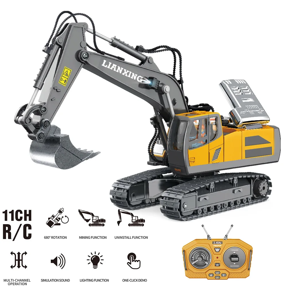 BigShu 1:24 9CH RC Bulldozer LKW Auto Crawler Typ Legierung Schaufel Technik Gabelstapler Schwerer Bagger Kinderspielzeug Geschenke für Kinder 4