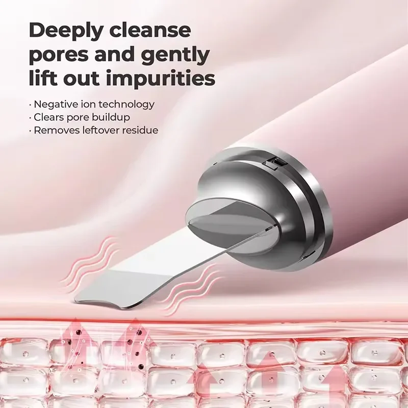 Dispositivo de limpeza de massagem para cuidados com a pele 2 em 1, ferramenta facial para limpeza de poros, removedor ultrassônico de cravo, esfoliante facial