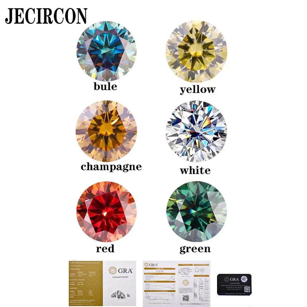 

JECIRCON VVS1 Clarity D Color Moissanite Loose Diamond Colored Moissanite Diamond with GRA Certificate Waist Code Black Card