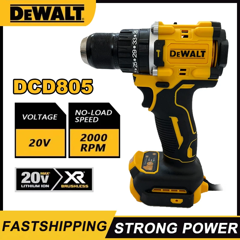

DEWALT DCD805 Brushless Impact Drill Cordless Electric Screwdriver Multi-Function Hand Drill 20V Rechargeable Power Tool