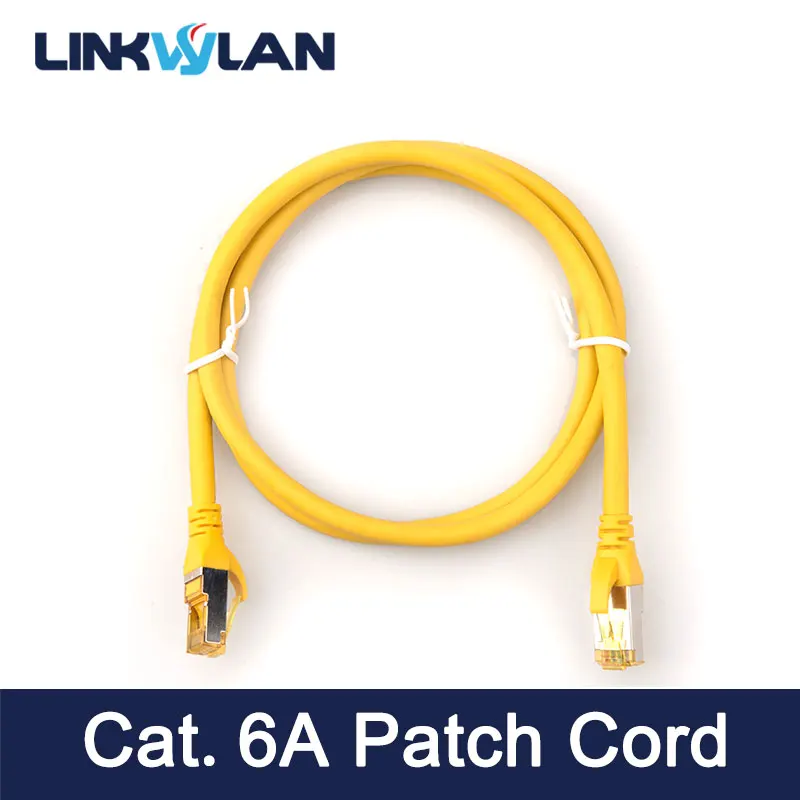 Linkwylan Cat6a PVC Ethernet Cable 1m Yellow STP Shielded Network Patch Cord 10Gbps Tested
