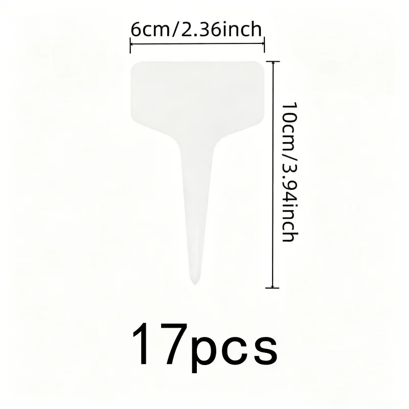Smooth Writable Surface T-Shape Plant Markers 17 pcs, perfect for Outdoor Garden Marking, White T-Shape Design
