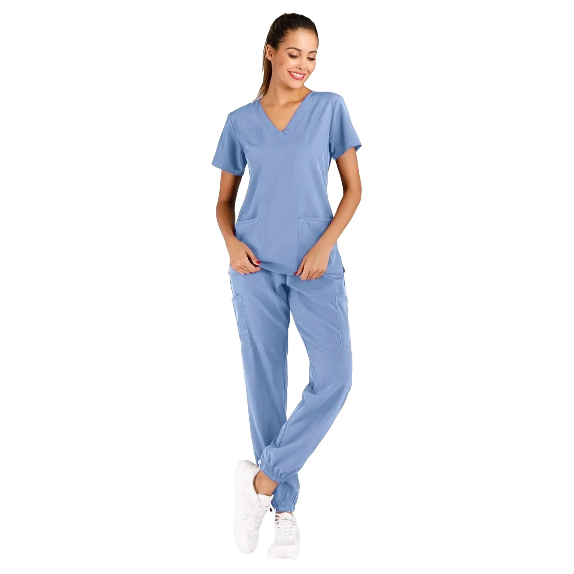 

Anti-Wrinkle Soft Premium Fabric Polyester Rayon Spandex Washable Set For Womens Nursing Scrub Uniforms