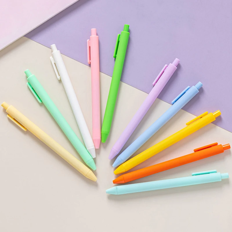 3/5/10PCS 1mm 8g Cheap Solid Practical Multi Color Student Stationery Macaron Color Plastic Office Writing Plastic Ballpoint Pen