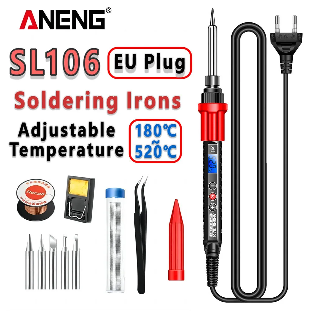 ANENG SL106 Electric Soldering Irons Adjustable Temperature 110V/220V Welding Solder US/EU Plug Professional Repair Welding Tool
