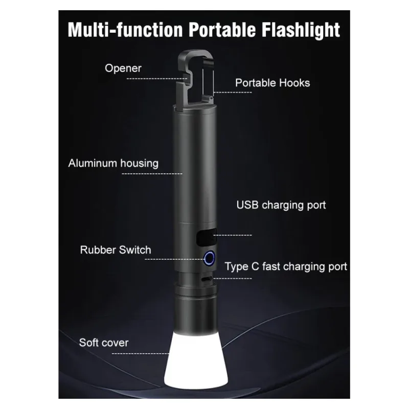 Imagem -06 - Lanterna de Tesouro Recarregável de Luz Forte Tiro de Longa Distância Portátil Multifuncional Luz Led ao ar Livre Novo