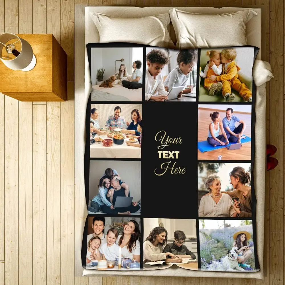 Customized photo collage blanket, soft flannel blanket, personalized blanket, wedding Christmas, birthday, and anniversary gifts