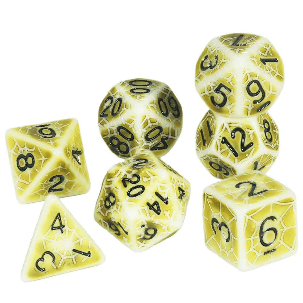 DND Dice Set Multi-sided Game Dice for Retro Engraving Cobweb Effect Polyhedral D4-D20 Board Game