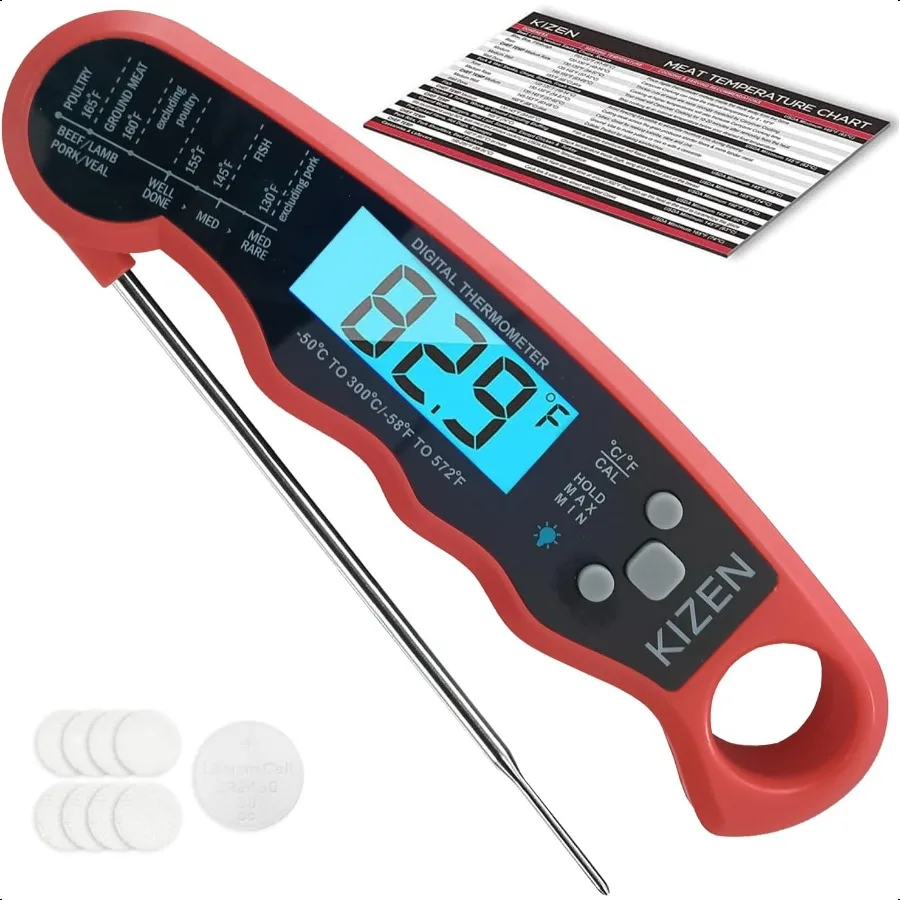

Instant Read Meat Thermometer Digital Food Thermometer for Cooking Grill Oven BBQ Waterproof and Backlit Display