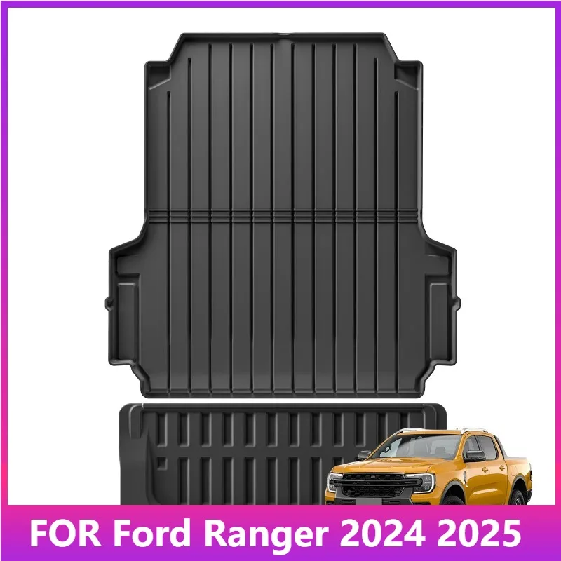 

Cargo Mats For Ford Ranger 2024 2025 Fit 5FT 59.6Bed Car Cargo Liner Read Truck Bed Mat Liner Trunk Bed Pad Black TPE Protection