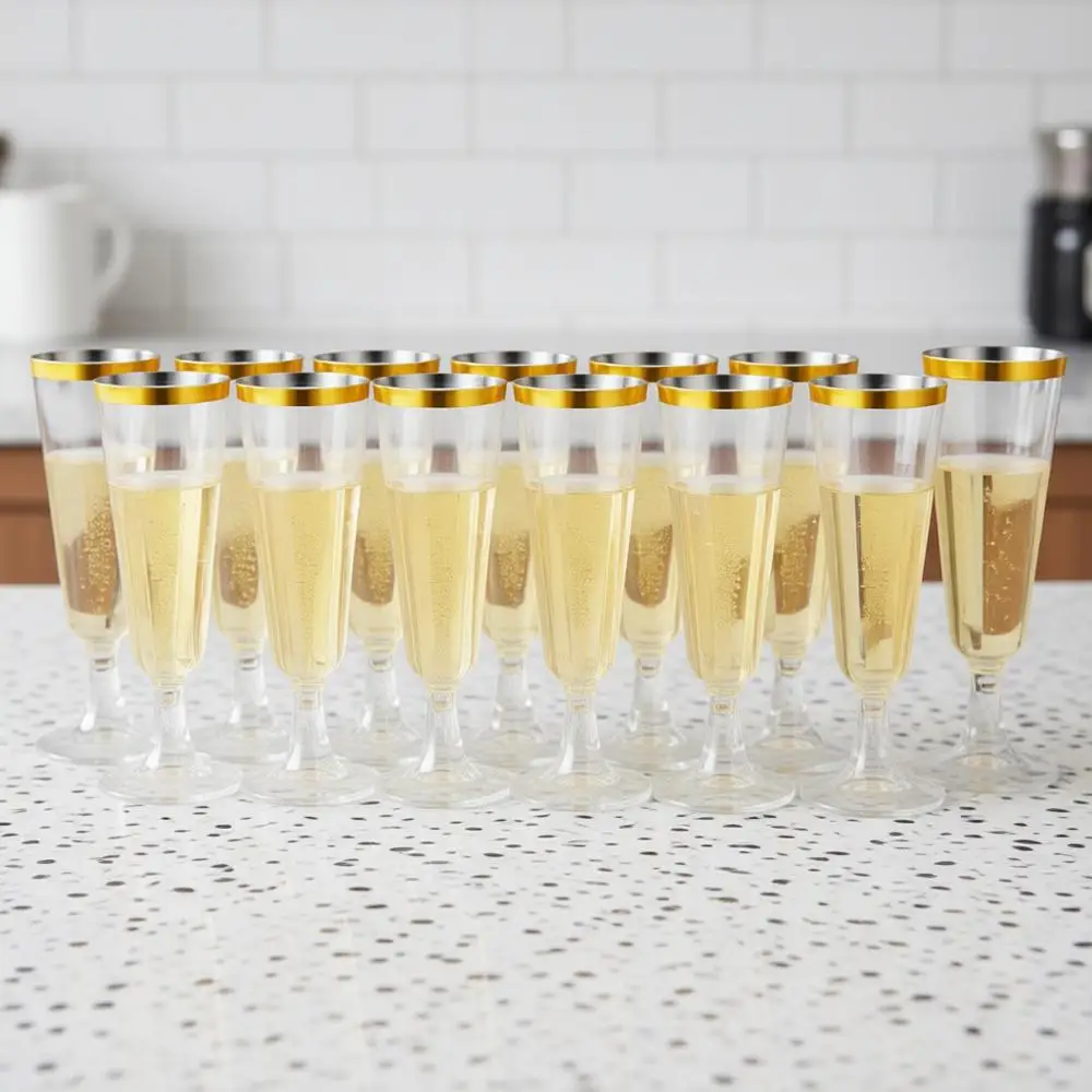 

Набор из 200 одноразовых пластиковых бокалов для шампанского, 5 унций, для тостов, свадеб, вечеринок, коктейлей, торжеств