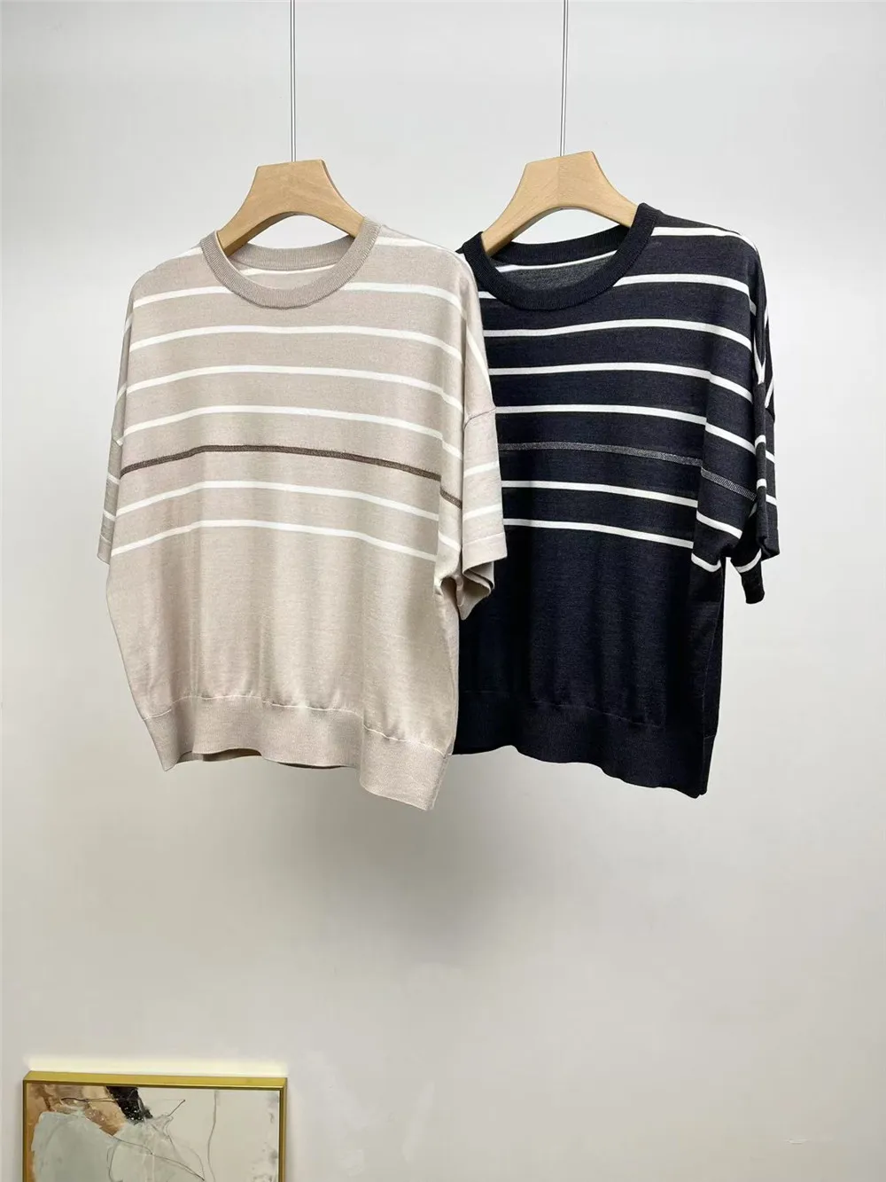 

Summer Women's Silk Wool Knitted Short Sleeve T-shirt Top