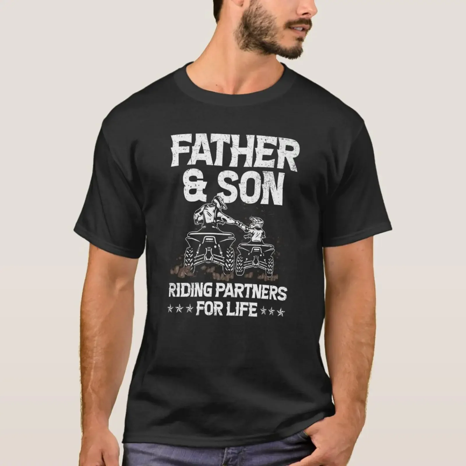 Quad Bike Father And Son Riding Partners For Life T Shirt vintage Washed streetwear Breathable fashion Stretched Comfortable