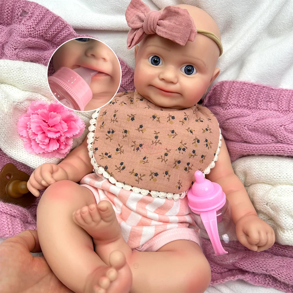 

20Inch Chubby Girl Hand-Painted Solid Silicone Reborn Baby Open Mouth Lifelike Art and High-Quality Doll Gift for Doll Lovers