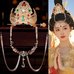 Womens Hair stick Metal Flower with Fringe Chinese Hanfu Headwear
