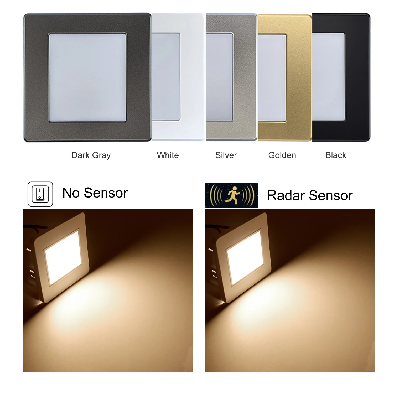 Square Wall Light Step Light LED 3CCT Recessed Stairs Lamp Indoor lighting Nightlight Stairway Led Corridor Foyer Kitchen Lamp