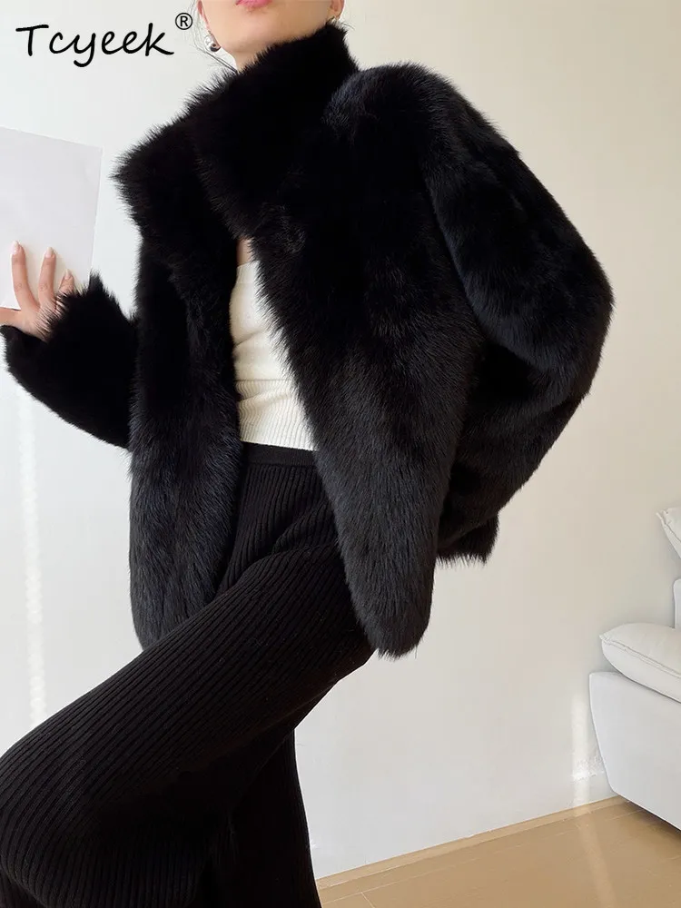 Tcyeek manteau de fourrure de mouton naturel veste en cuir véritable femmes vestes d'hiver chaudes 2025 vêtements de fourrure véritable femme Шуба Ж Döncud