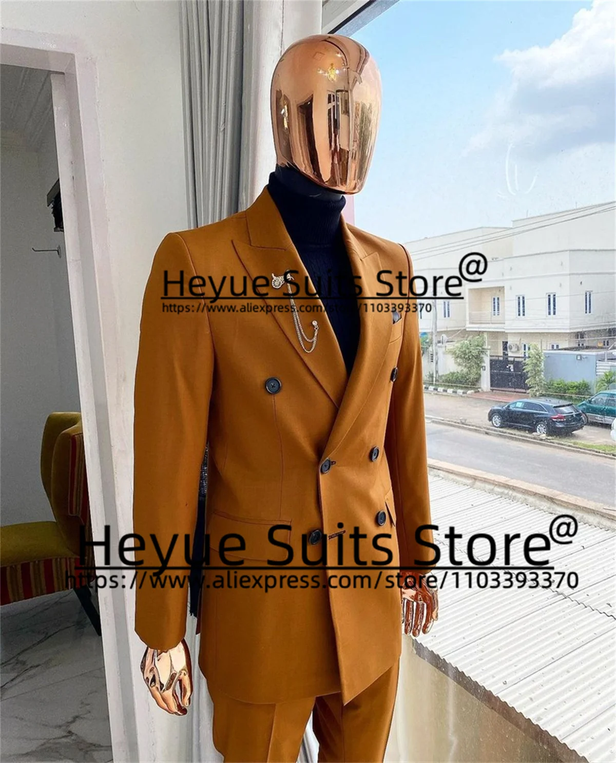 

Handsome Brown Formal Men Suits Tailor Made Double Breasted Groom Party Tuxedos 2 Pieces Sets Busienss Male Blazers Ropa Hombre