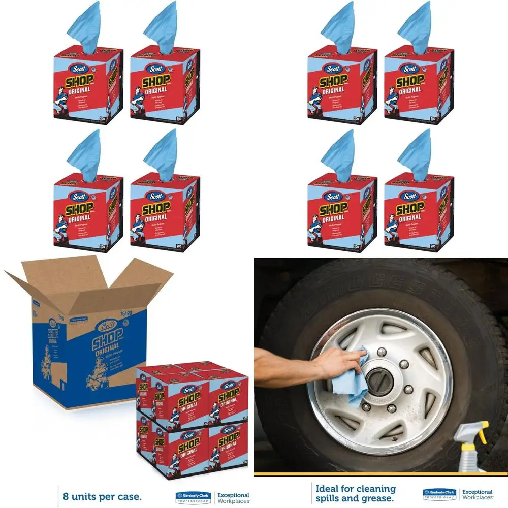 

Blue 10 x 12 Shop Towels, 4 Packs of 200 Towels