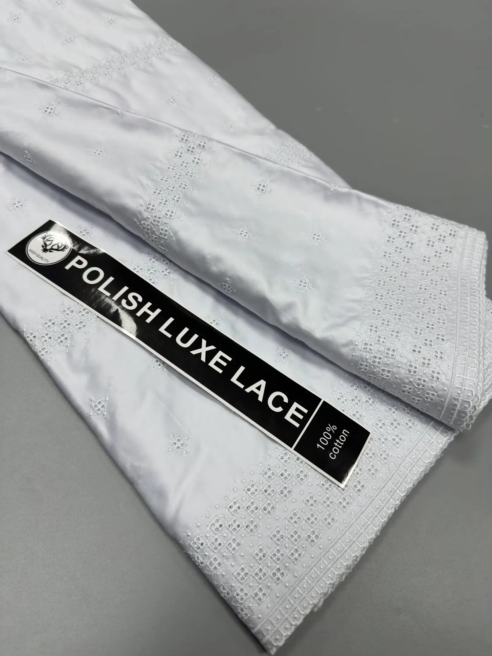 

White Luxury Polish Lace Fabric 100% Cotton Swiss Voile 2026 Luxurious Embroidery Lace High Quality Polish Fabrics 5 Yards