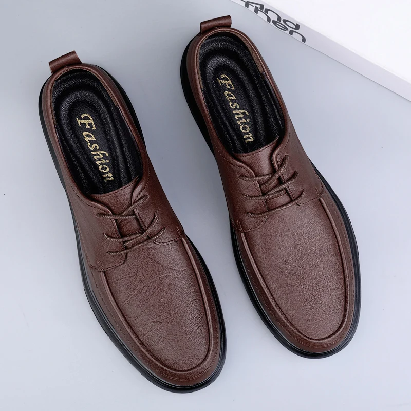 Spring Autumn Man Genuine Leather Casual Shoes Luxury Derby Shoes Lace-Up Male Flats Business Mens Footwear Classic Oxford Shoes