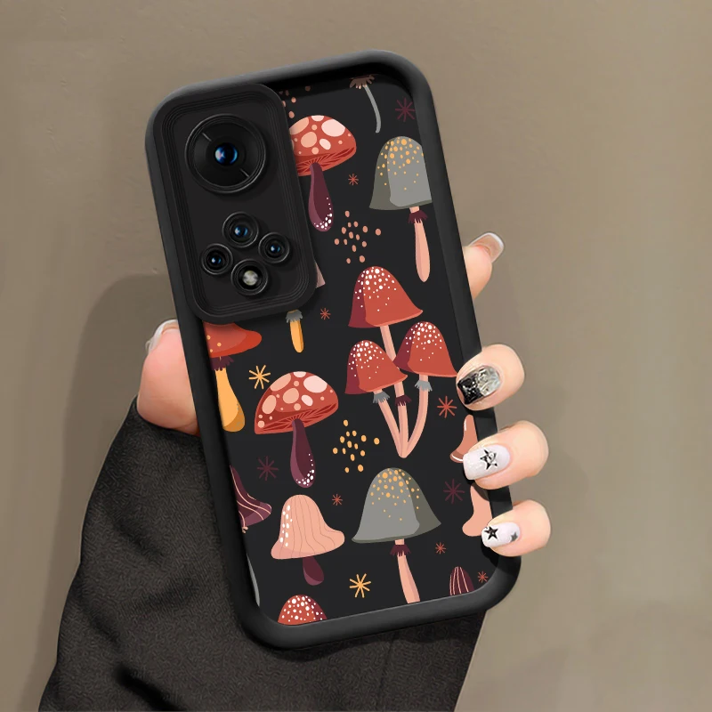 マットTPUスマホケース Huawei Honor X8B X8A X7A X7 X6A Magic 7 Lite 6 5 Pro X60 X30 X9C X9 X8C用 マッシュルーム柄 ソフトカバー