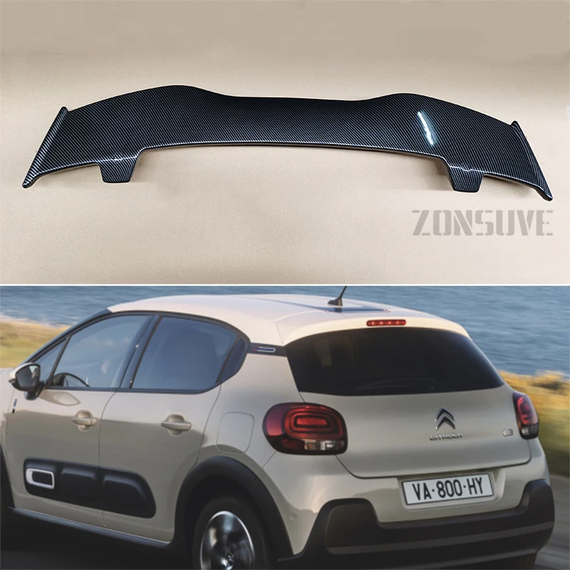 

Для Citroen C3 спойлер 2018-2021 ABS пластик хэтчбек крыша заднее крыло Корпус Комплект Аксессуары