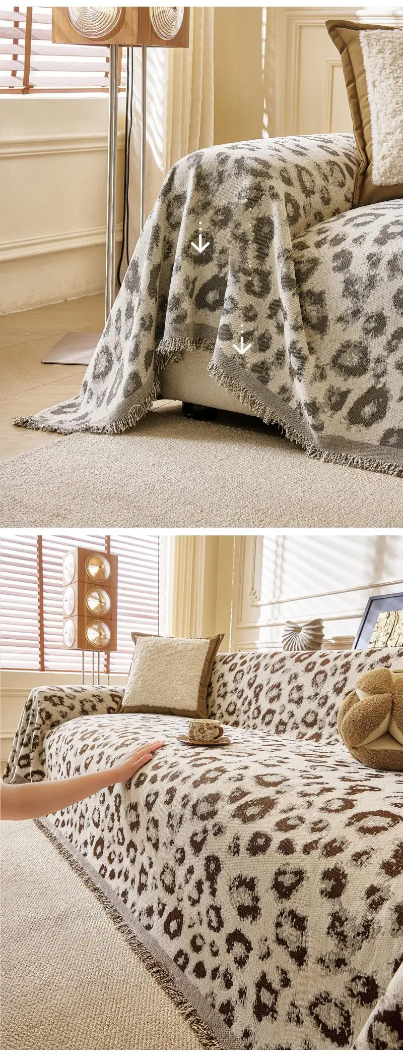 Einfache Leopardenmuster Chenille Einteilige Sofadecke Universelle Sofaüberwürfe Stoffhandtuch Multifunktionale Decken – Detail 6