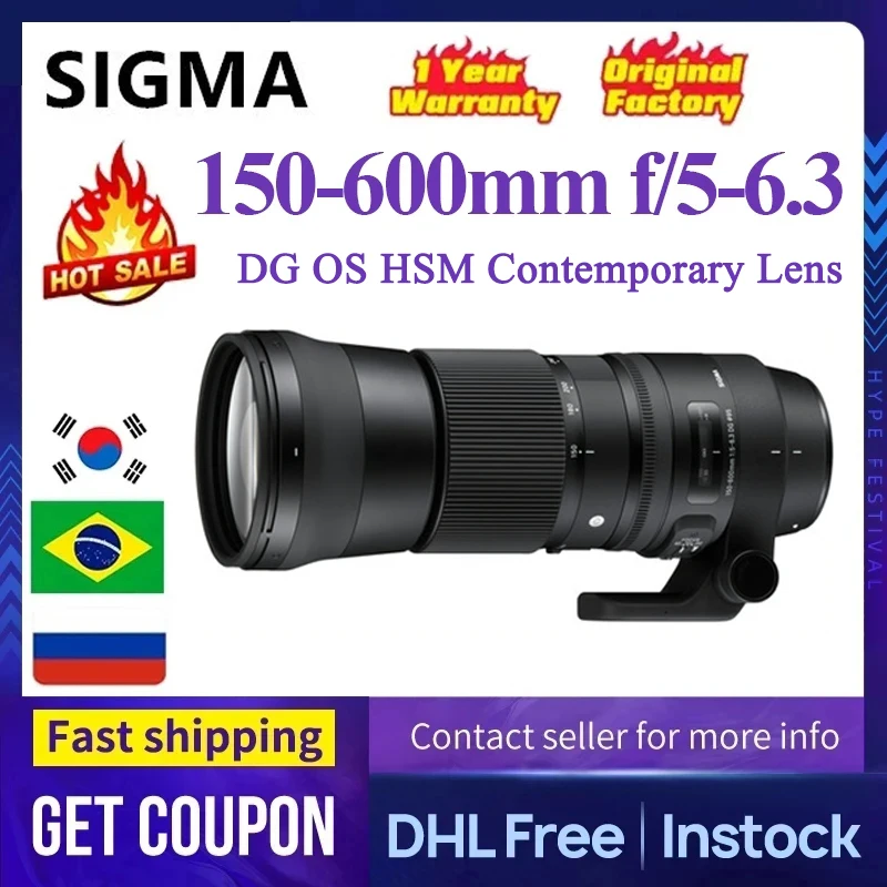 جديد لـ Sigma 150-600 مللي متر f/5-6.3 DG OS HSM عدسة معاصرة لنيكون F لعدسة Canon EF/تنسيق كامل الإطار أربعة عناصر FLD