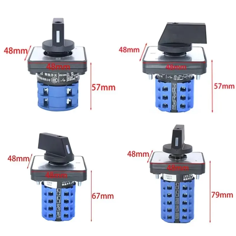 LW26-20 20A 25A 440V 3-Position 1-0-2 Rotary Cam Switch, Forward Reverse Motor Control for 1-5 Floors Electrical Switchgear