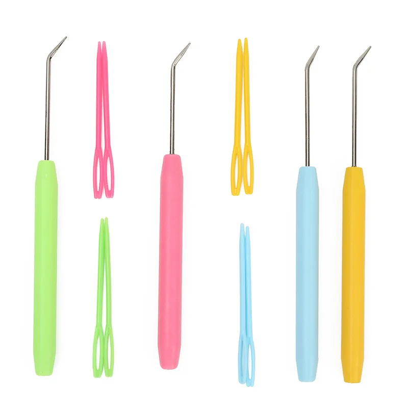 3 stücke Stricker Häkeln Haken Kit Mit 2 Stücke Kunststoff Stricken Nähnadeln Nähnadeln Webstuhl Stricken Haken Set Nähen werkzeuge