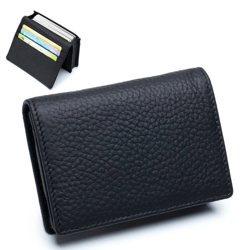 Genuine Leather Women Wallet Card Holder Small Purse Large Capacity Men Women Bank Business Credit Card Holder Wallet Case