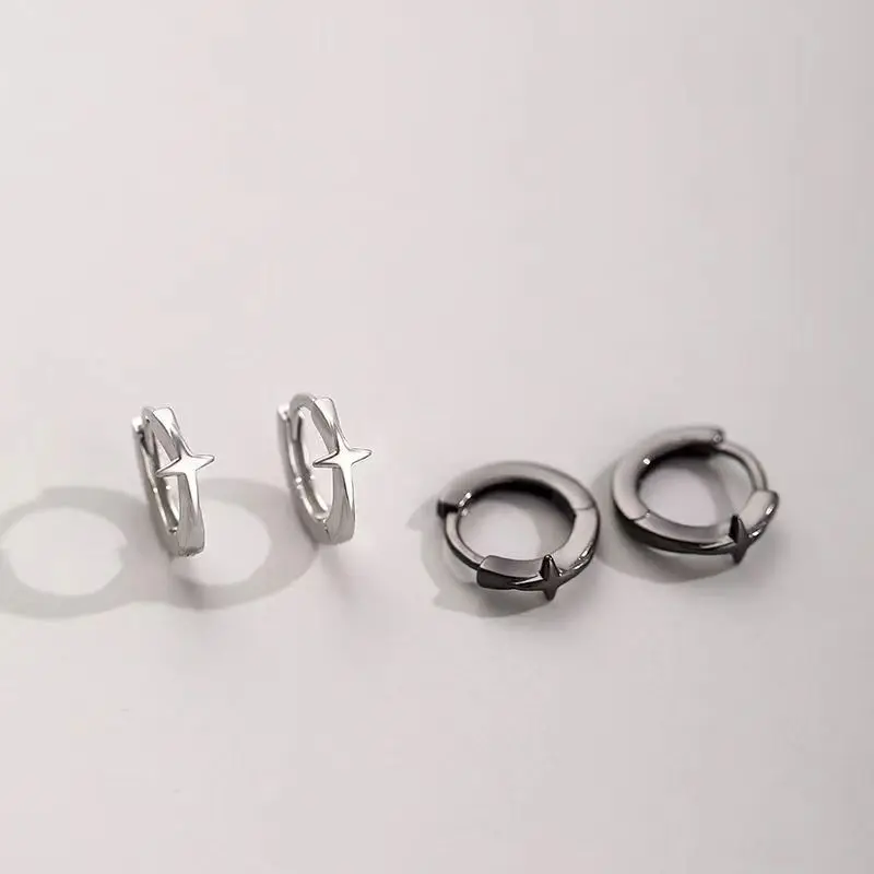 Koreanischer Trend Teenager Ohrringe Unisex Edelstahl einfache kleine Kreuz Stern Ohrringe Mann ungewöhnlichen Punk Schmuck