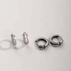 Korean Trend Teenage Earrings Unisex Stainless Steel Simple Small Cross Star Earrings Man Unusual Punk Jewelry