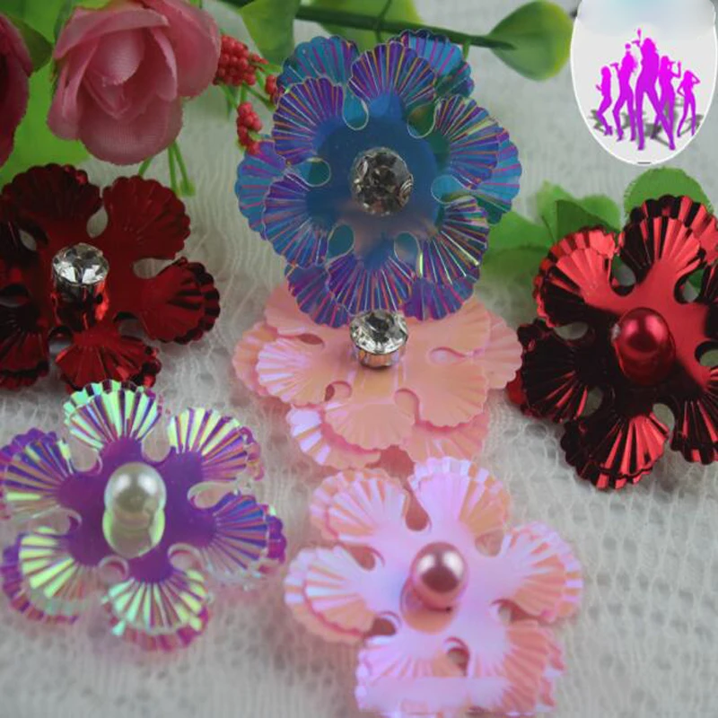 

500 г DIY шитье свадебное платье обувь цветы одежда блестки большой размер 35 мм золото серебро красочные ракушки цветок блестки