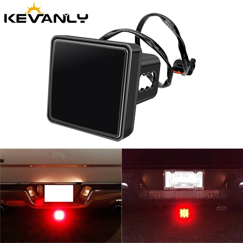 1pc Car Taillight Hitch Receiver Cover 15 LED Brake Led Lights Tube Cover For Car SUV Trailer Brake Light Red Warning Light