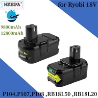 Suitable for RYOBI P108 9.8Ah 12.8Ah, 18V single+battery 18V lithium-ion power tool P104 P107 RB18L50 RB18L20 P108