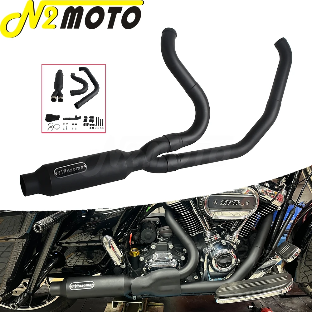 

Motorcycle 2-into-1 Exhaust Muffler System For Harley Touring Electra Glide FLHTI FLHTK FLHTPI FLHTKL FLHTCUI FLHTKSE 2017-2025